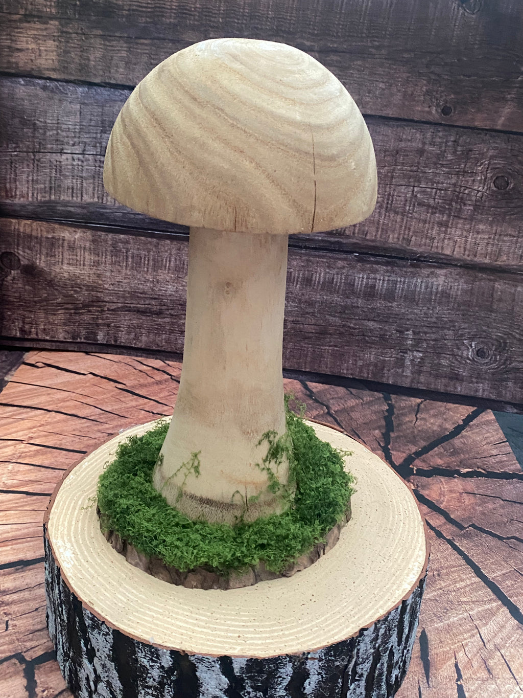 Tall natural wood mushroom
