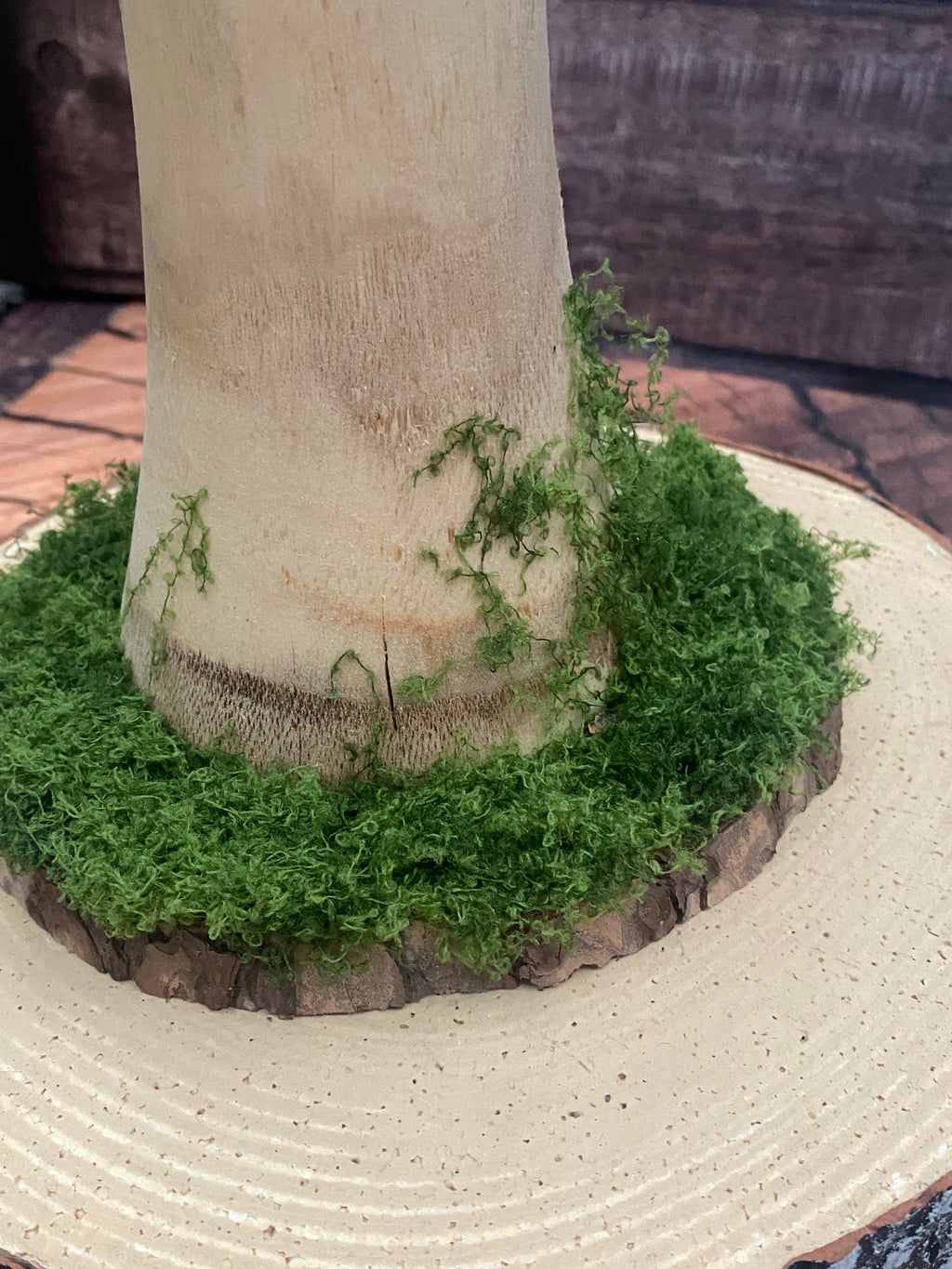 Tall natural wood mushroom