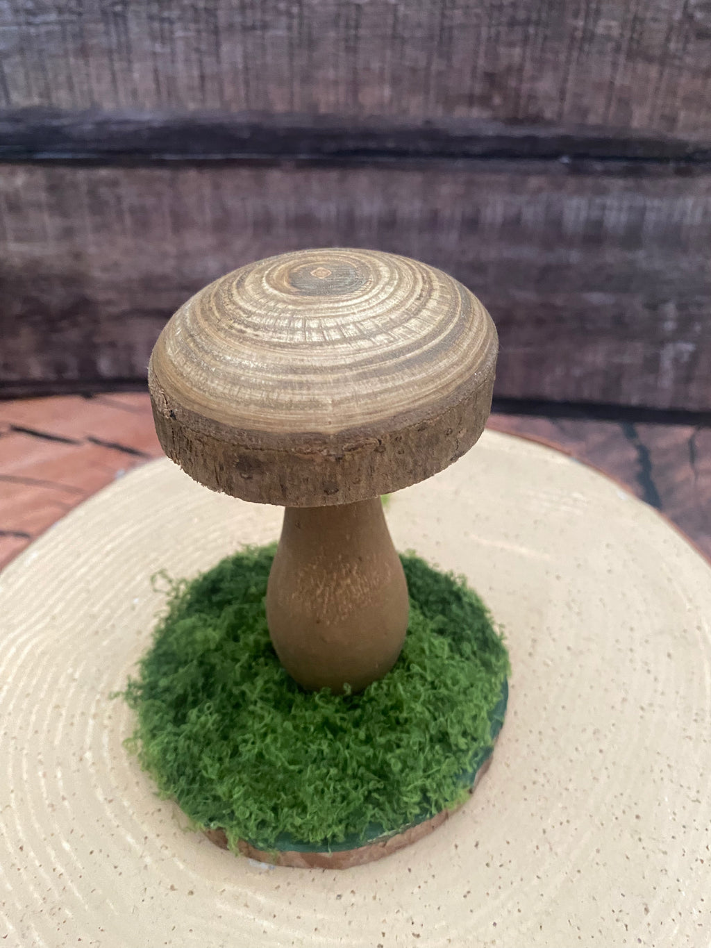 Small natural wooden mushroom