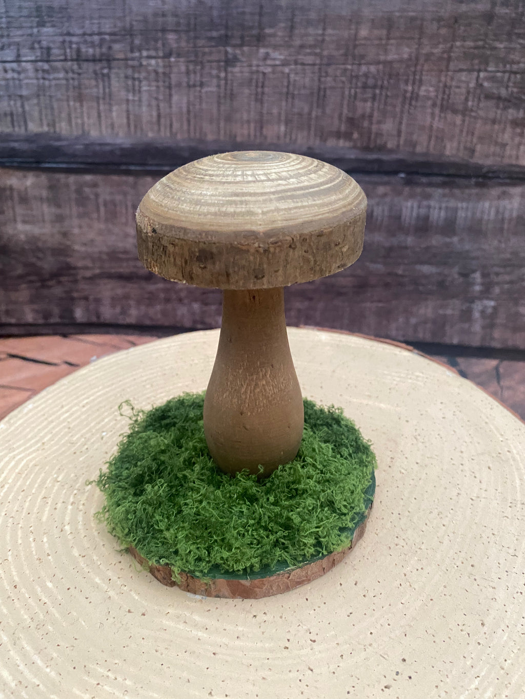 Small natural wooden mushroom