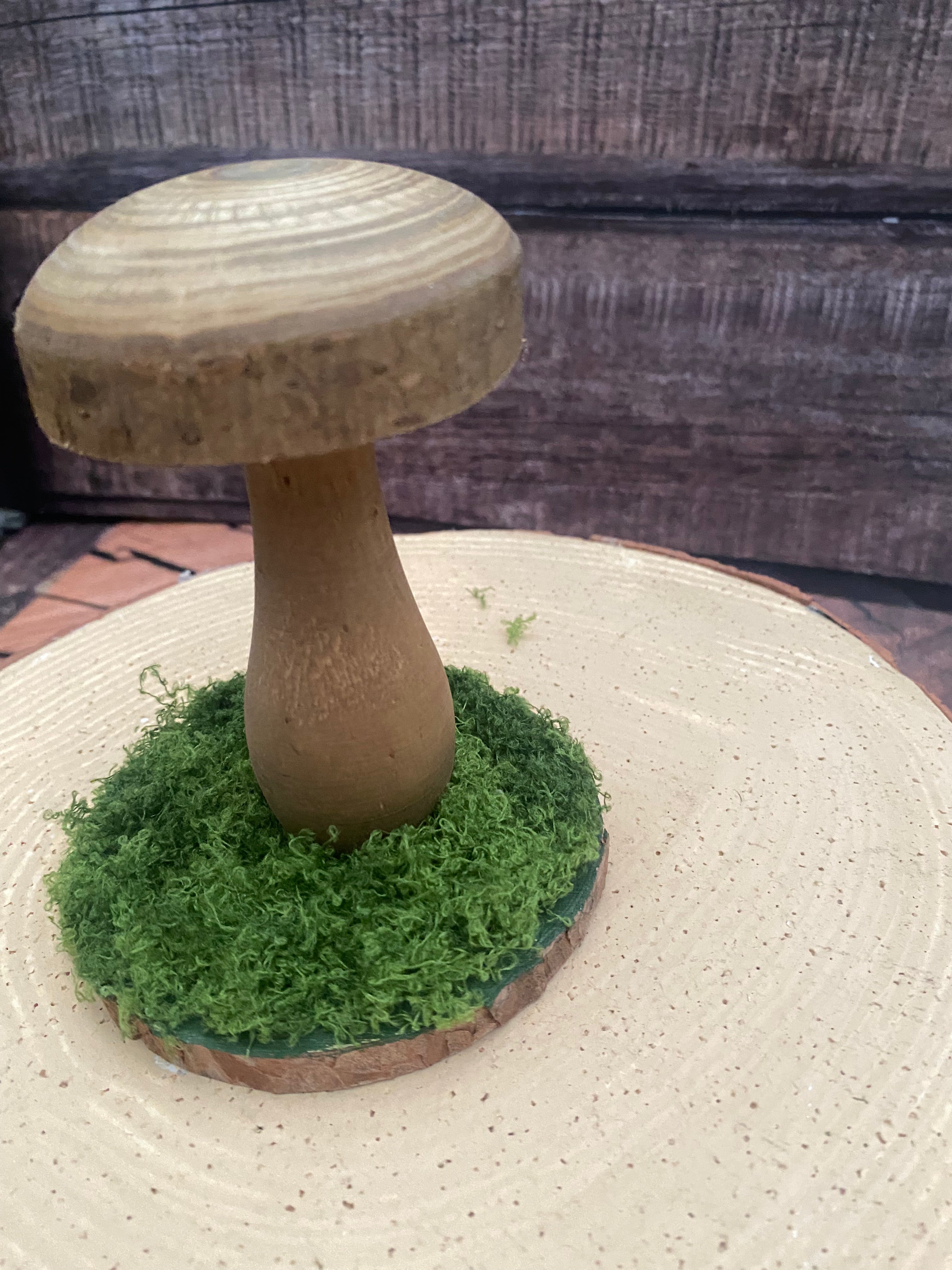 Small natural wooden mushroom