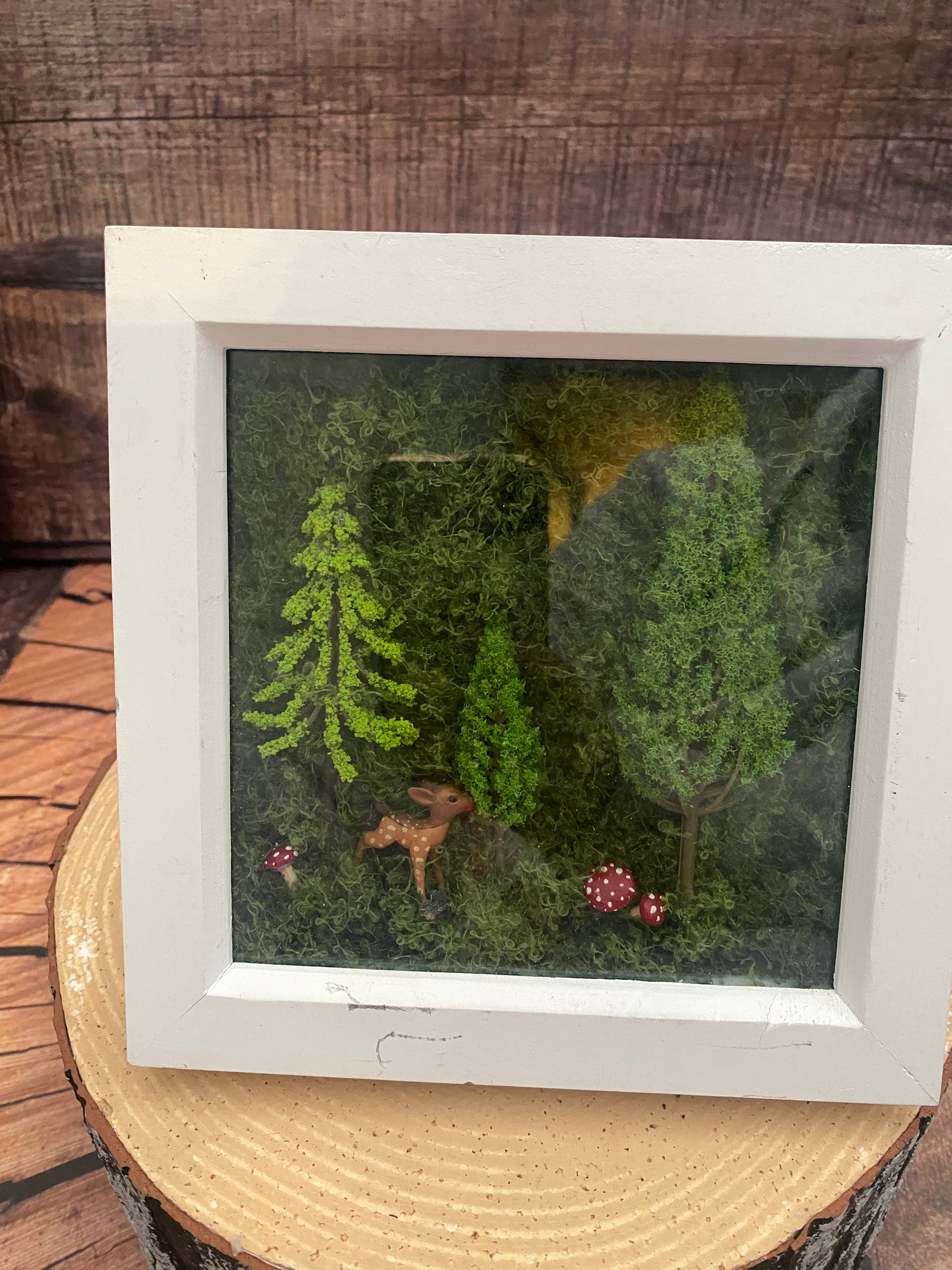 Shadow box forest scene in square frames