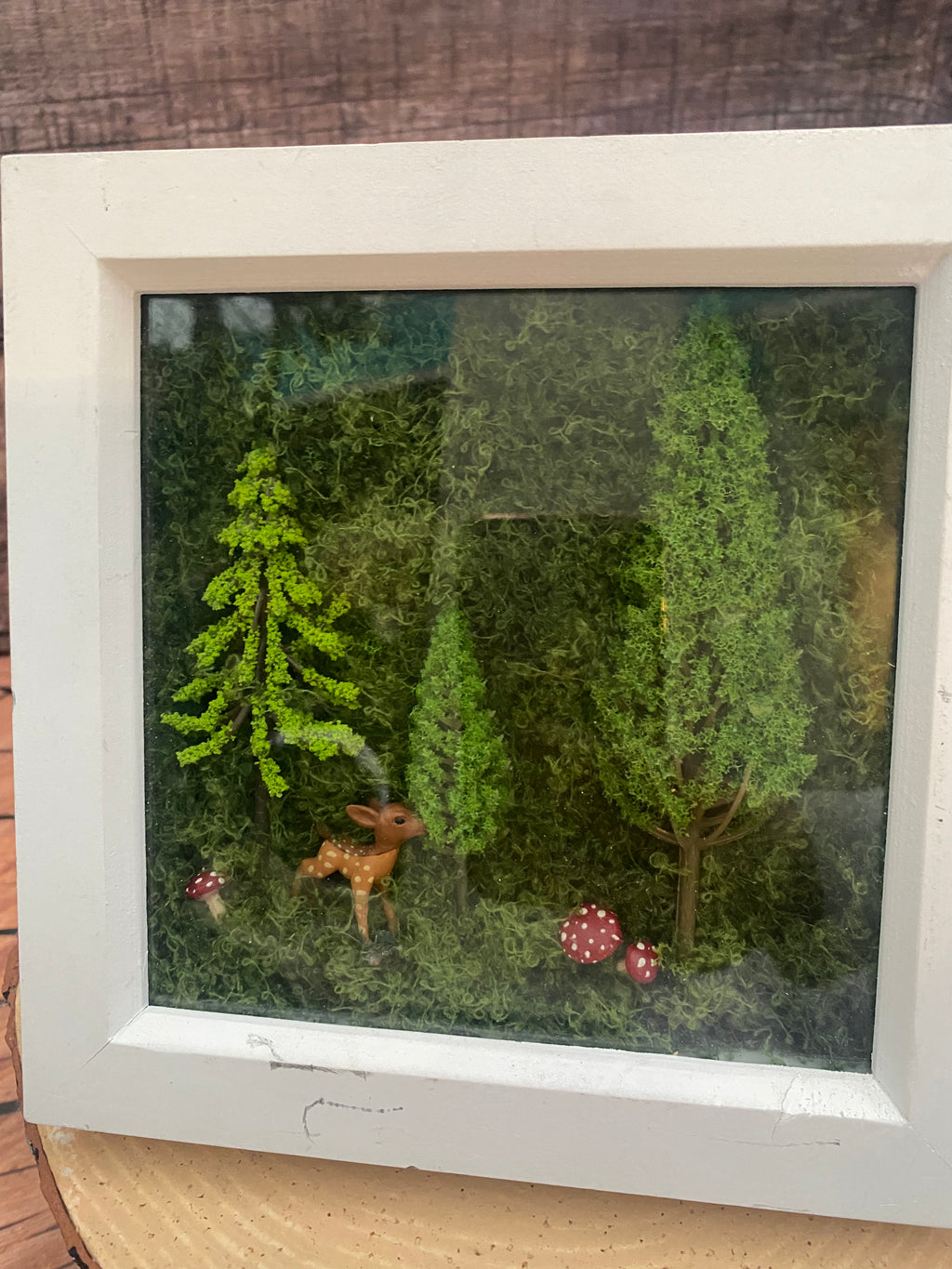 Shadow box forest scene in square frames
