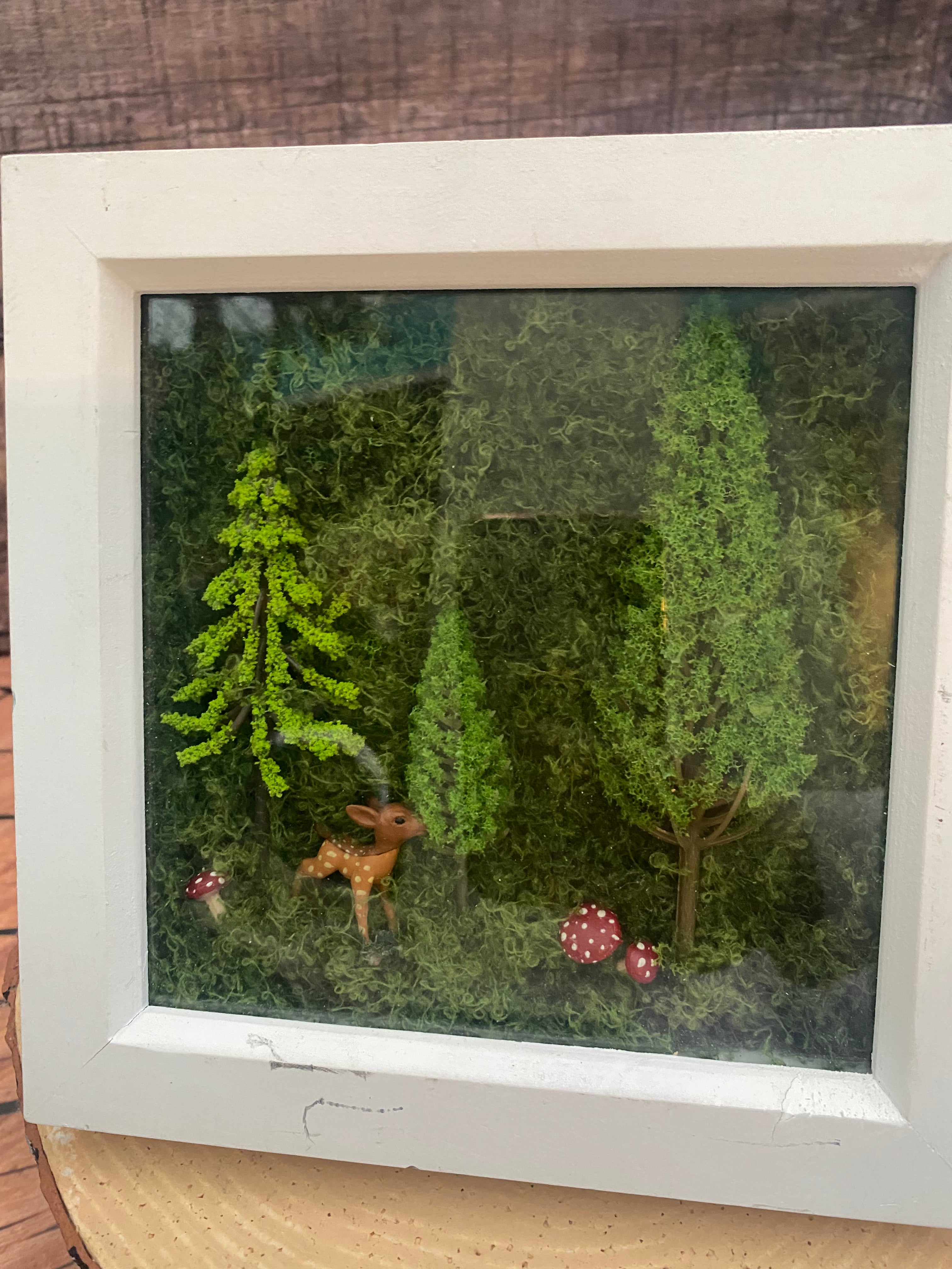 Shadow box forest scene in square frames
