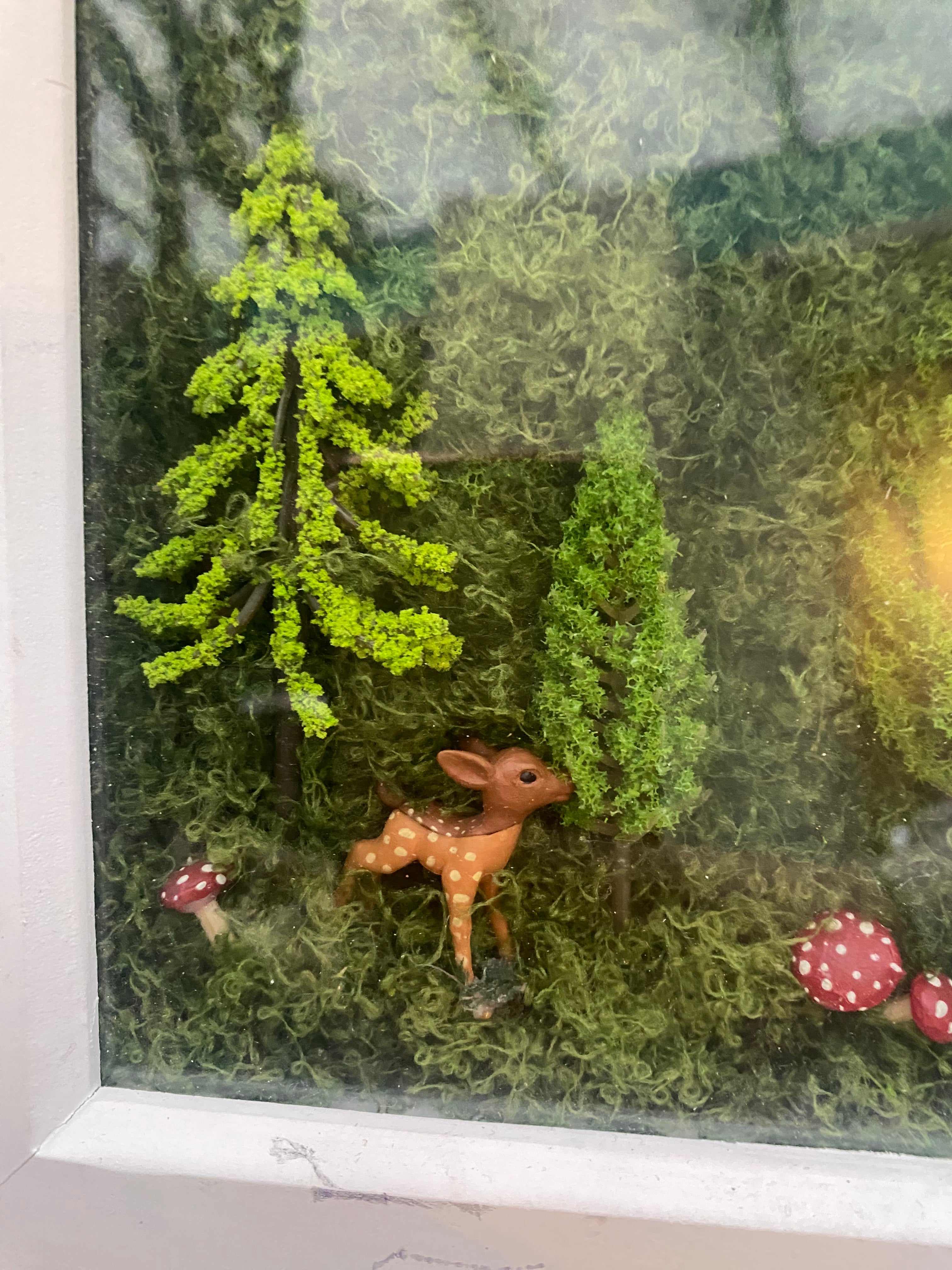 Shadow box forest scene in square frames