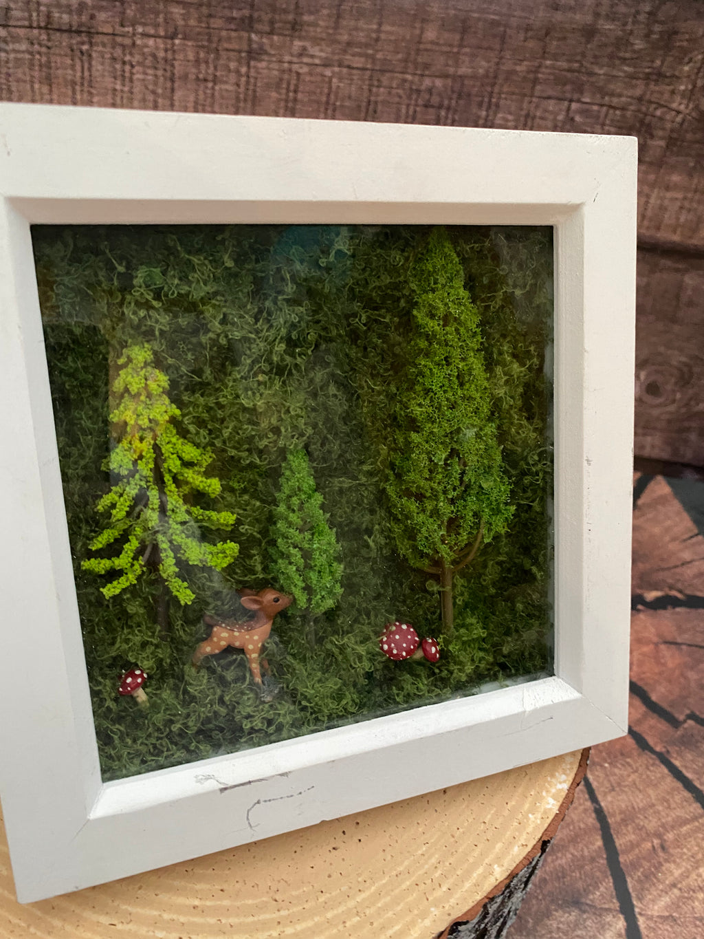 Shadow box forest scene in square frames