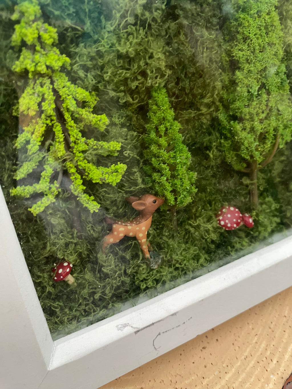 Shadow box forest scene in square frames