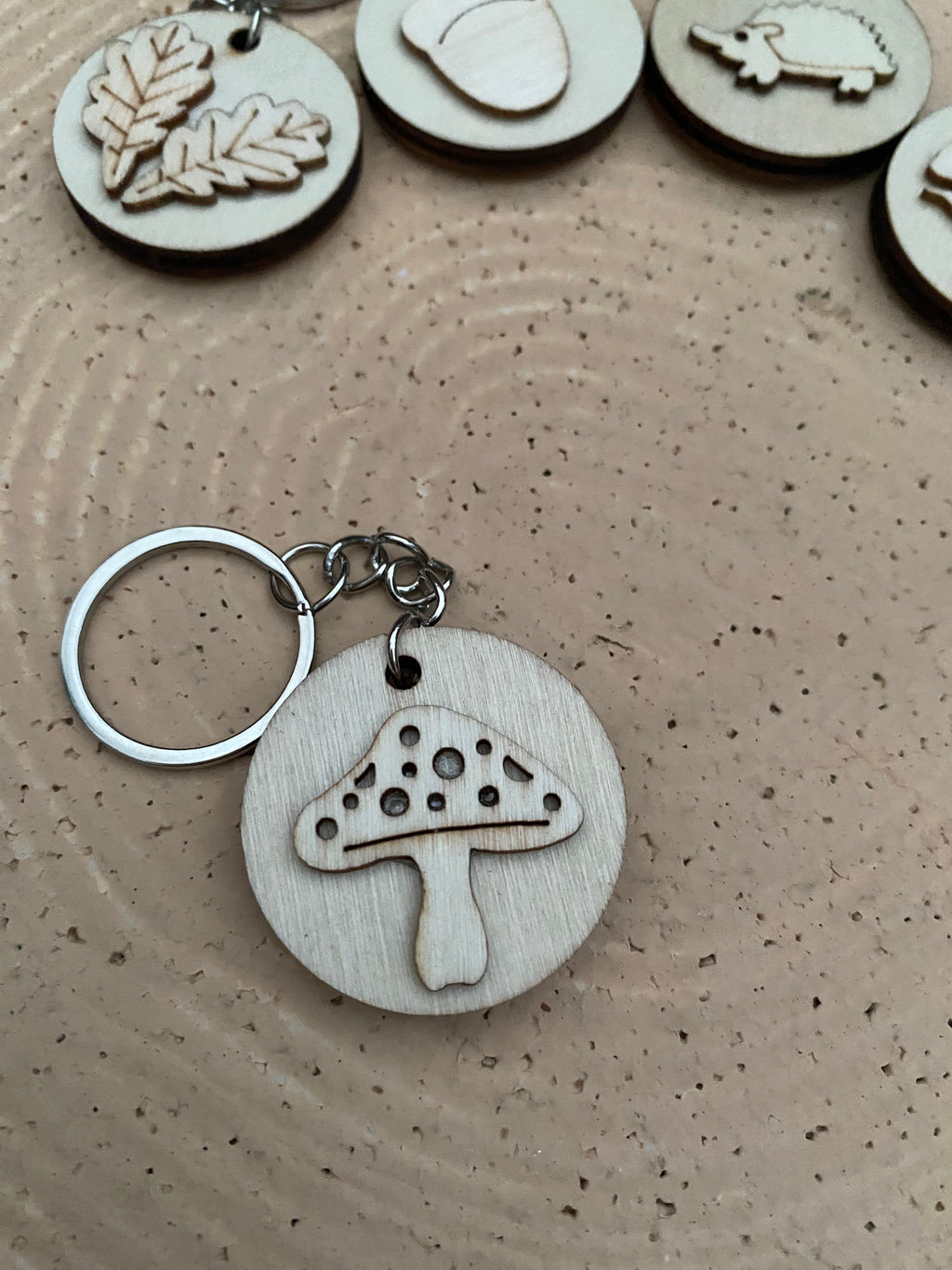Wooden woodland keyring