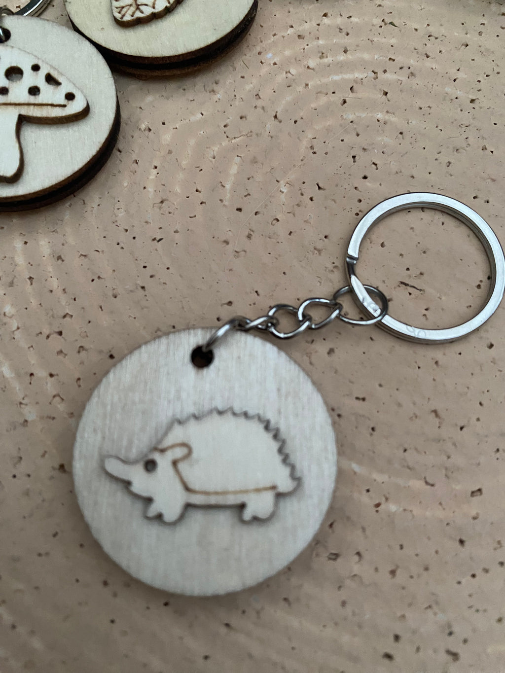 Wooden woodland keyring