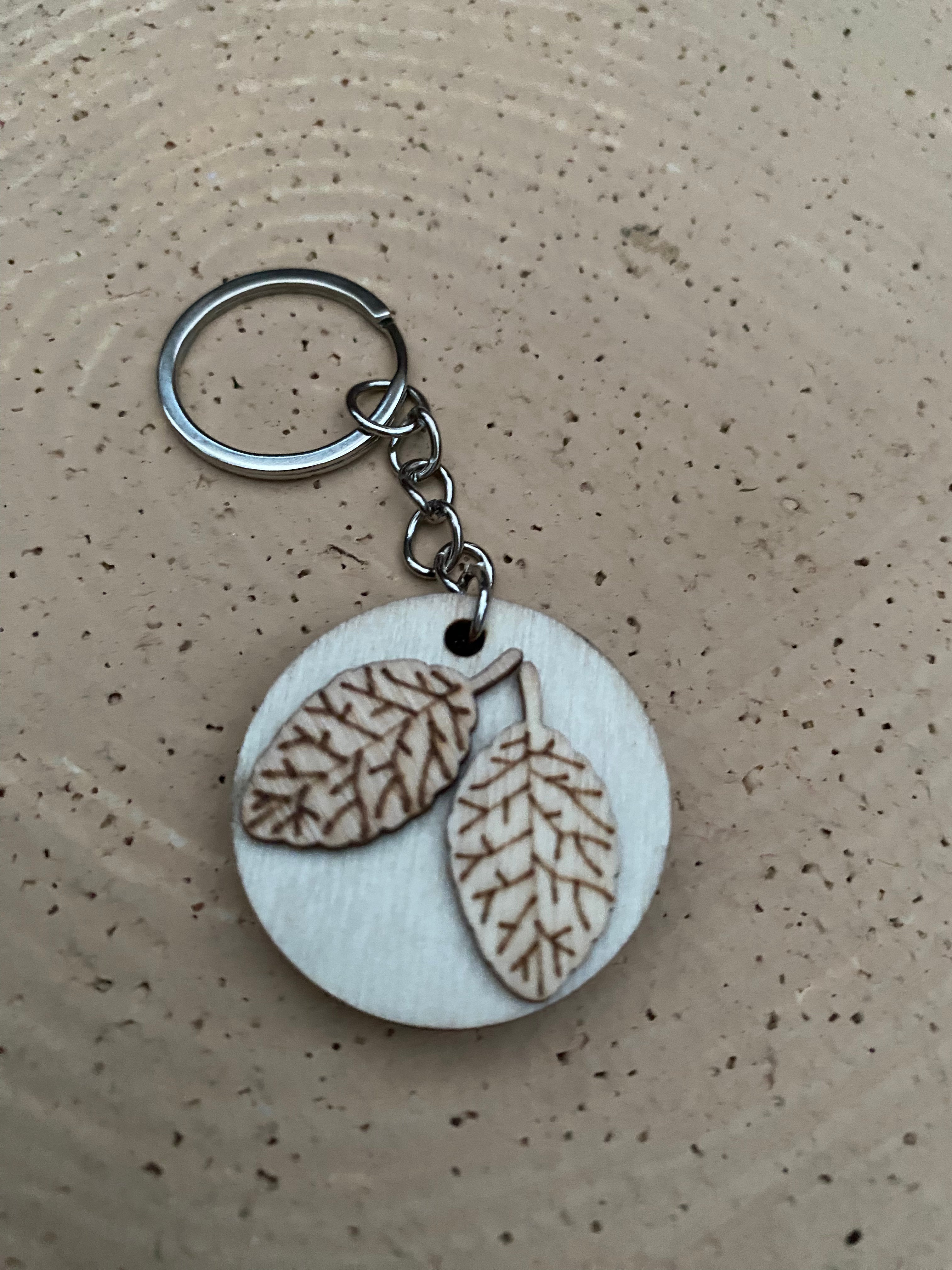 Wooden woodland keyring