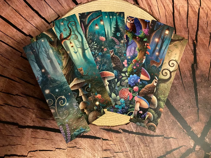 Vivid fantasy woodland bookmarks