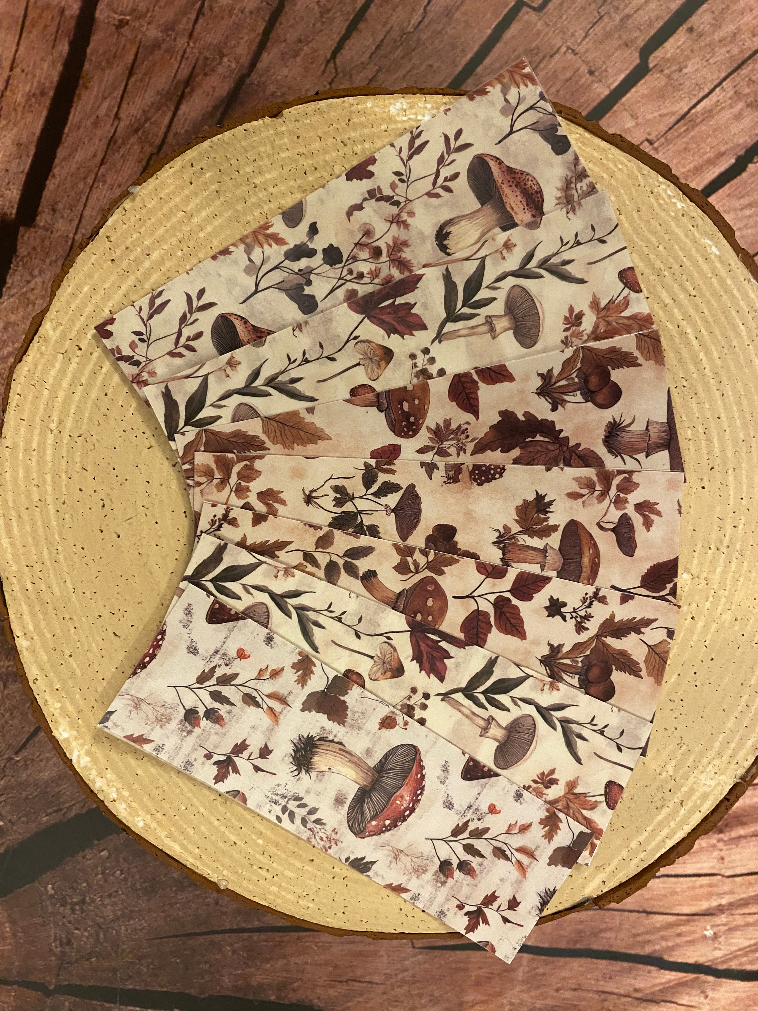 Vintage brown mushroom bookmarks