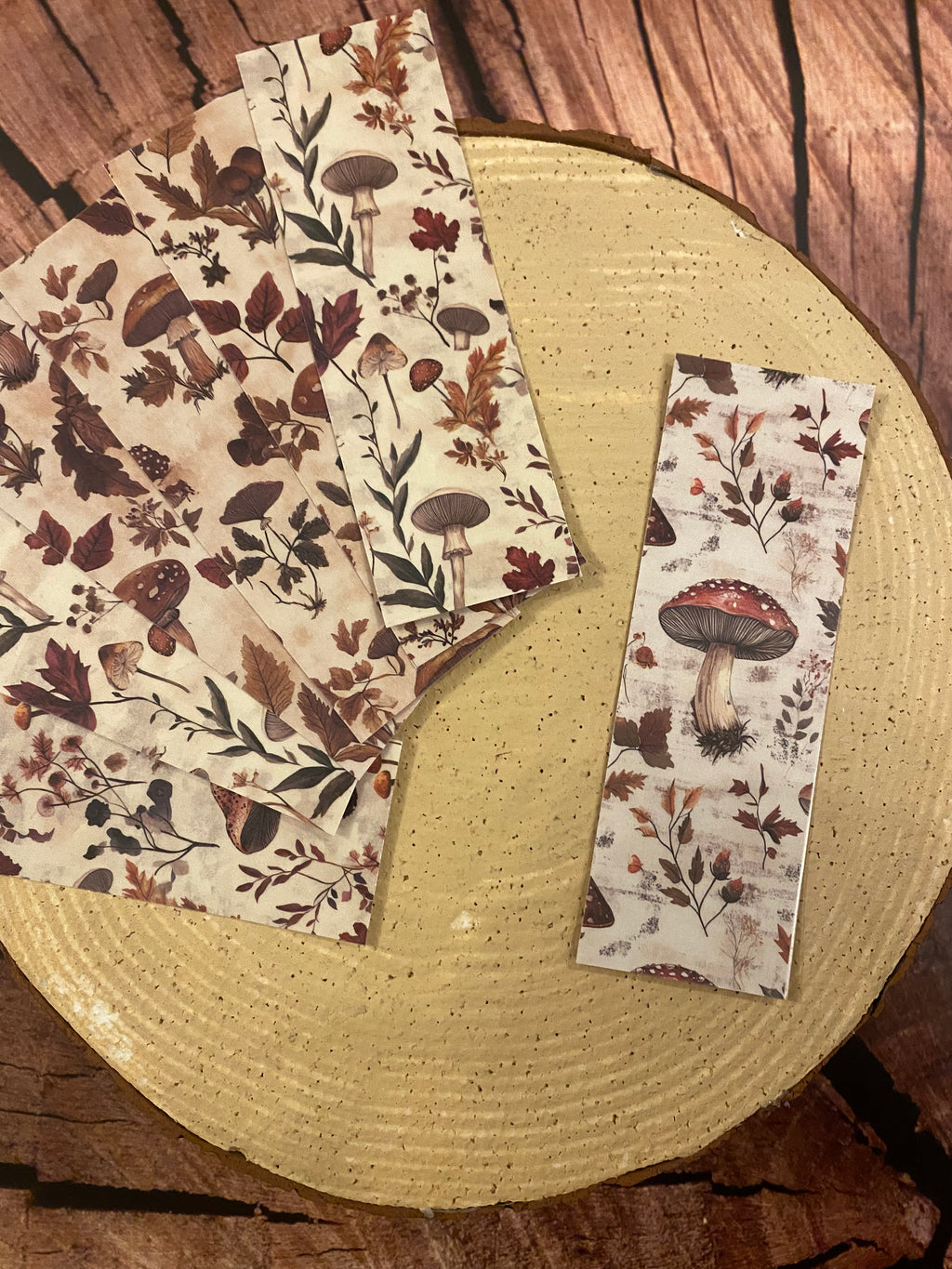 Vintage brown mushroom bookmarks