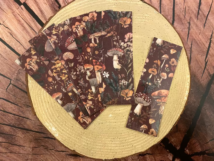 Vintage mushroom red brown bookmarks