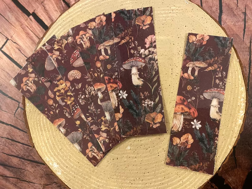 Vintage mushroom red brown bookmarks