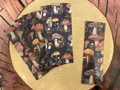 Vintage mushroom bookmarks dark background