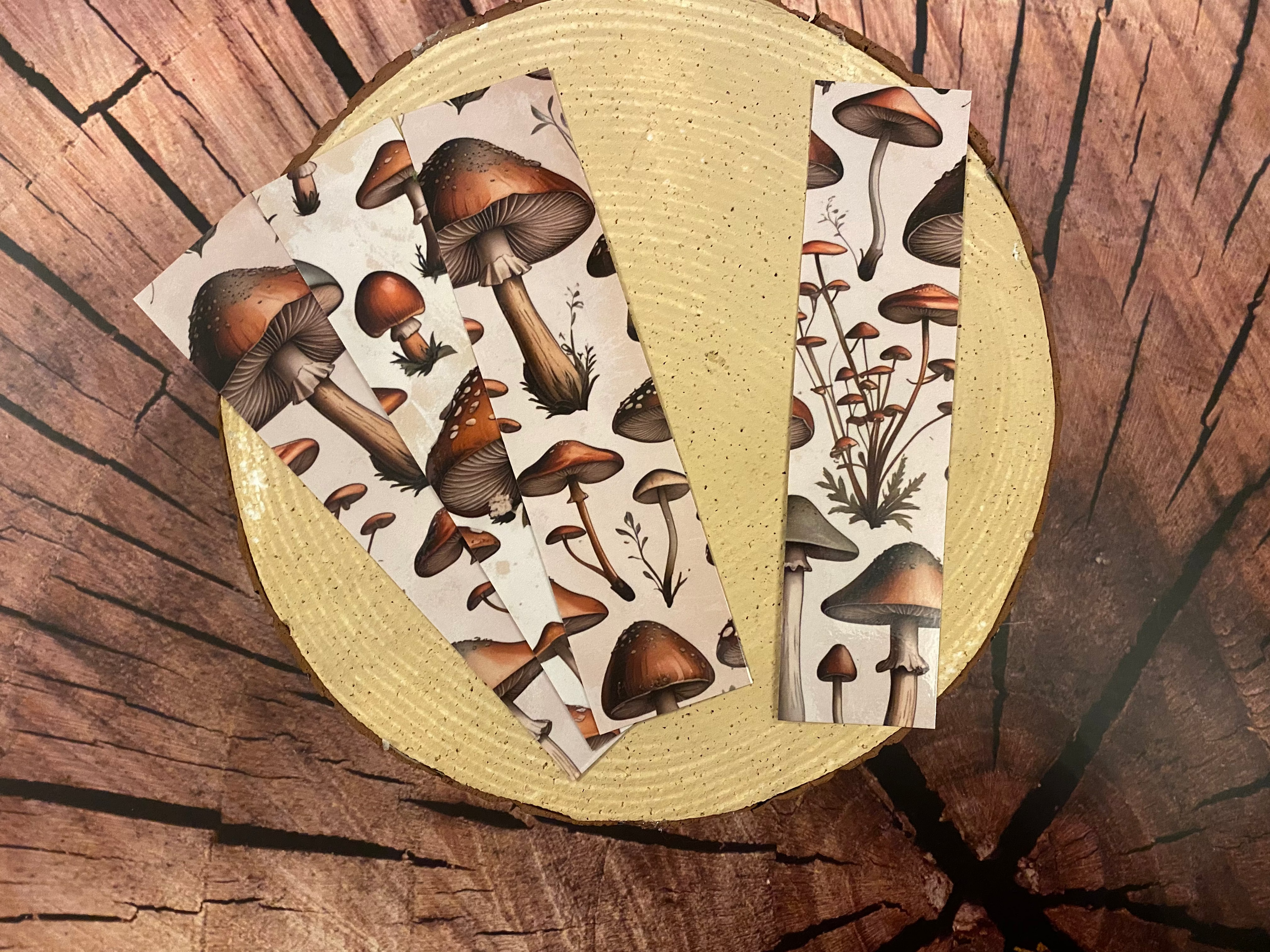 2x8 Dark green background vintage mushroom bookmark